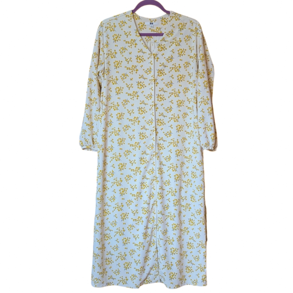 Uniqlo Cream Floral Midi Dress